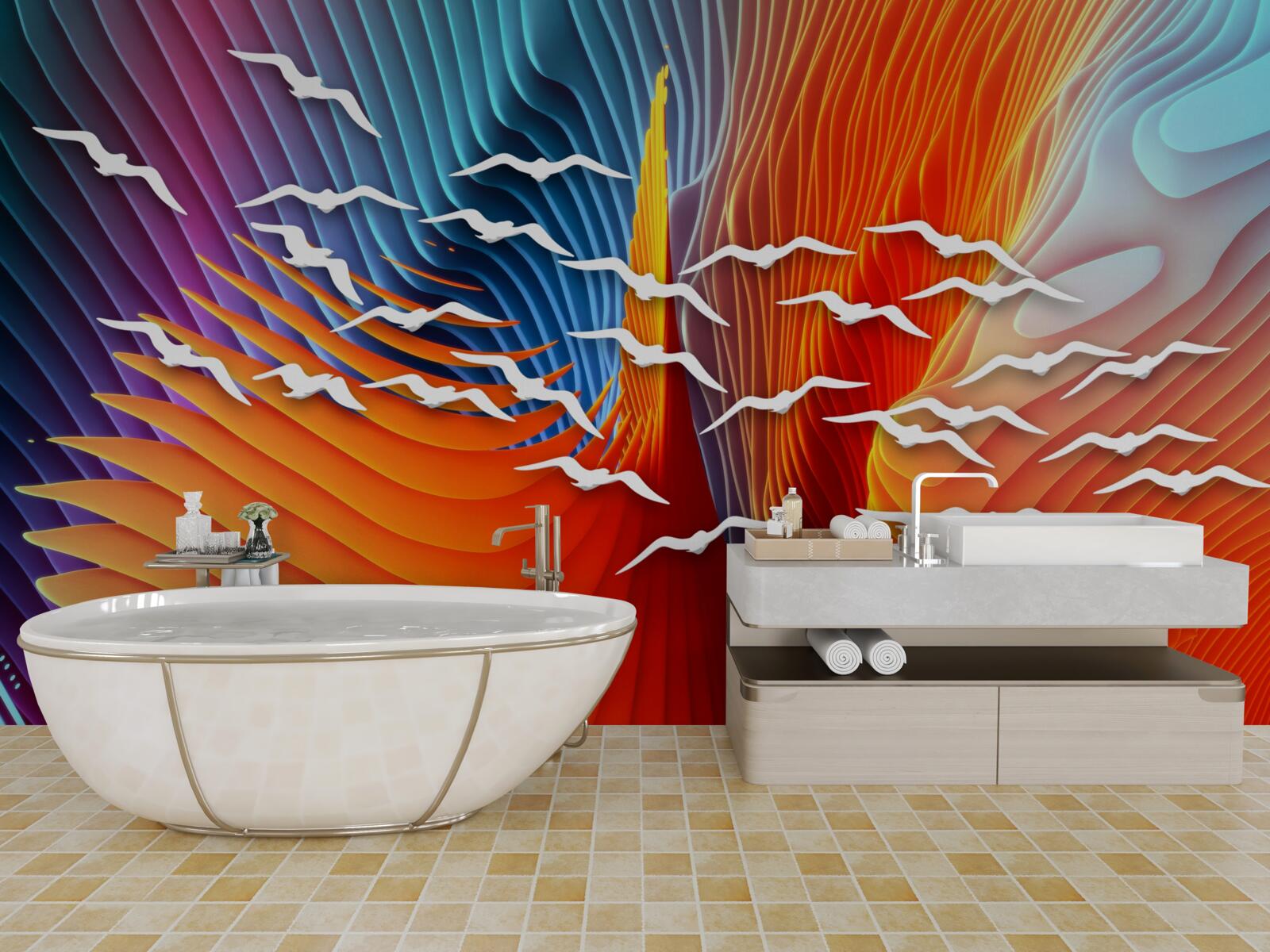 Fototapeta streszczenie ptaki wśród wydm