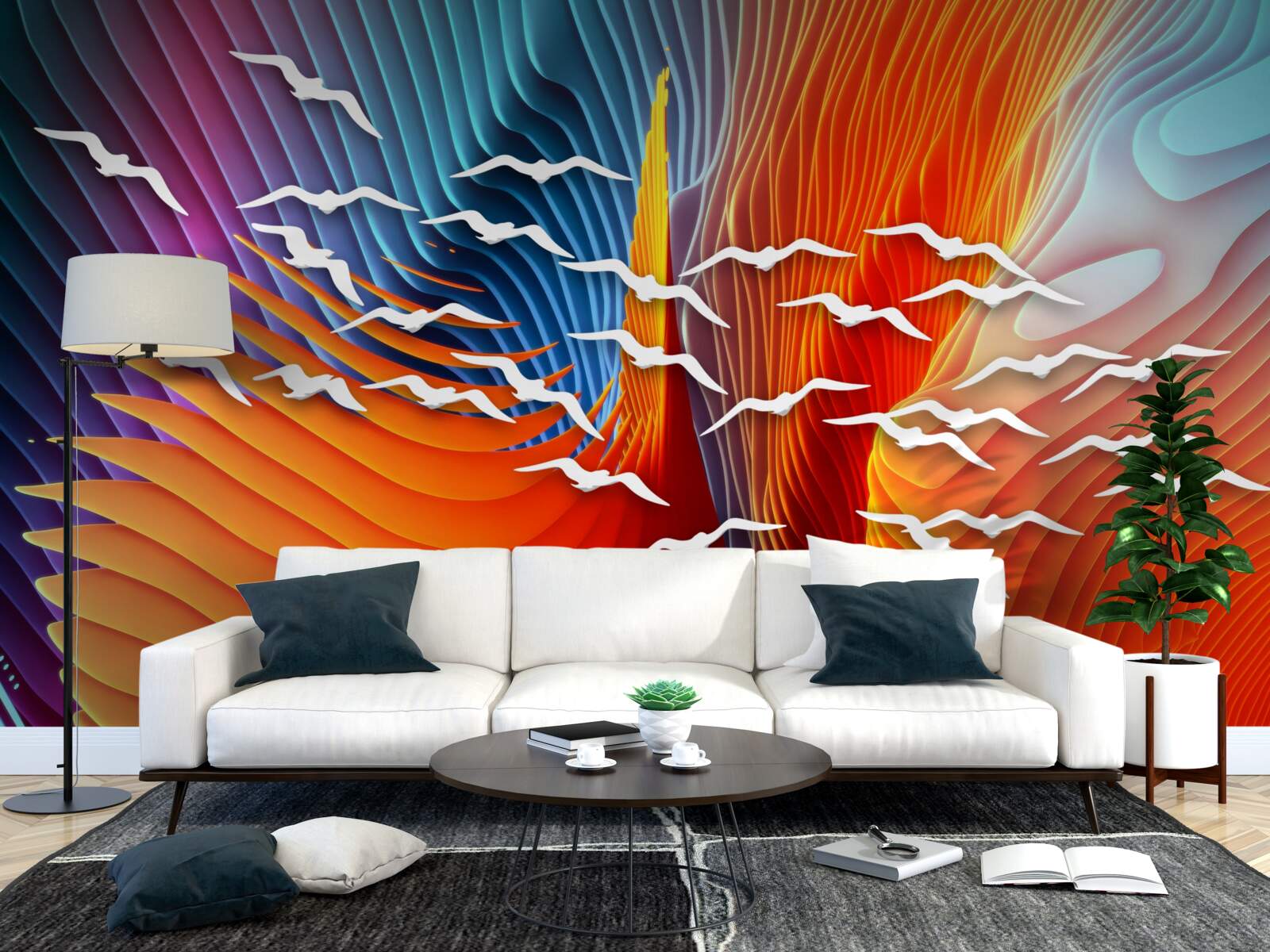 Fototapeta streszczenie ptaki wśród wydm