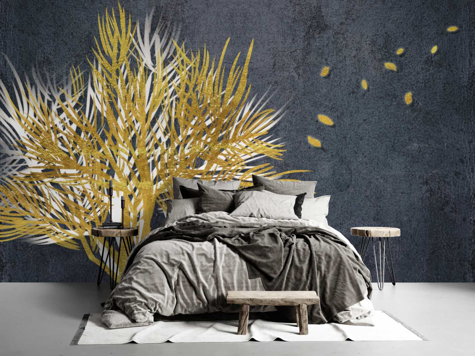 Fototapeta z zamarzniętego lasu wzbijają się w niebo ptaki