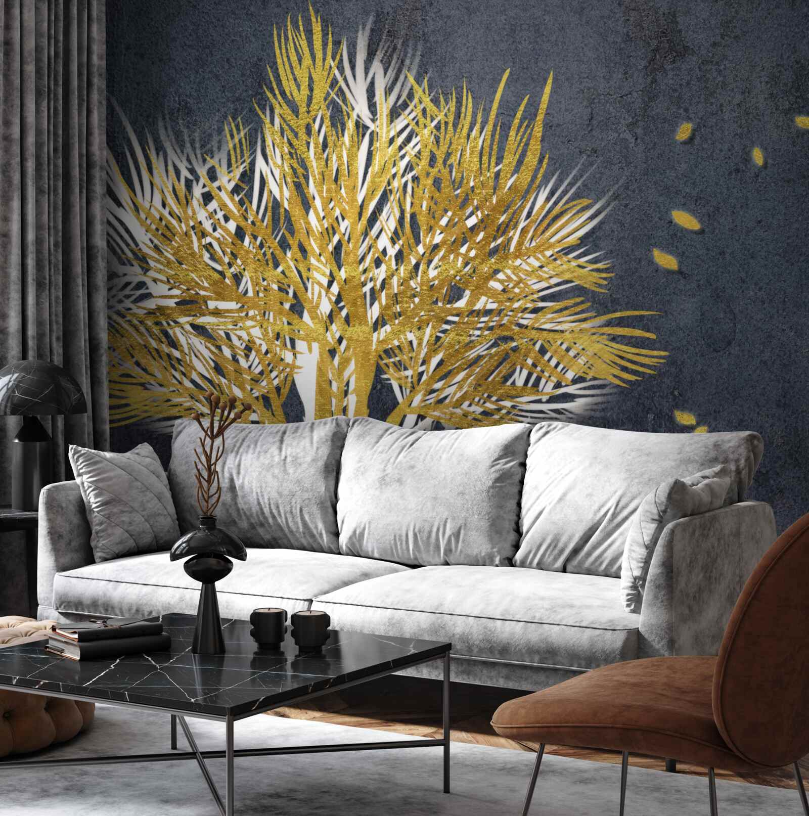 Fototapeta z zamarzniętego lasu wzbijają się w niebo ptaki