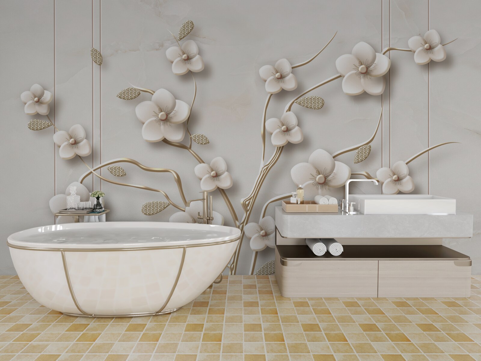 Fototapeta drzewo kwitnące na biało