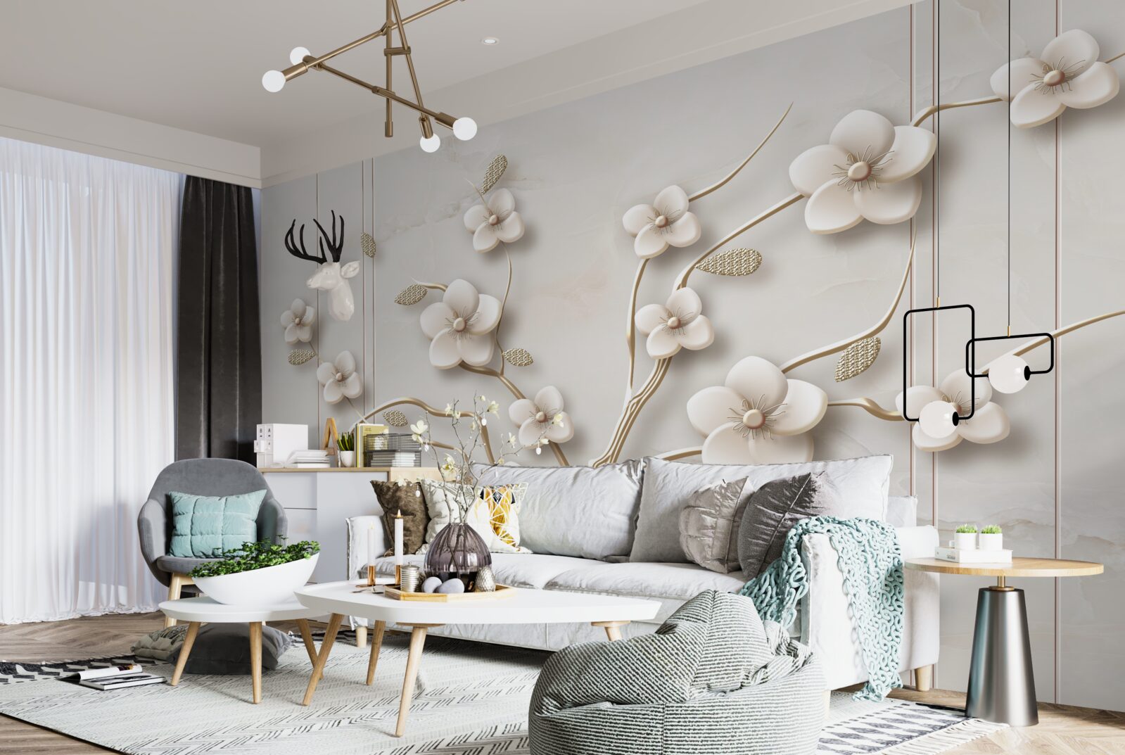 Fototapeta drzewo kwitnące na biało