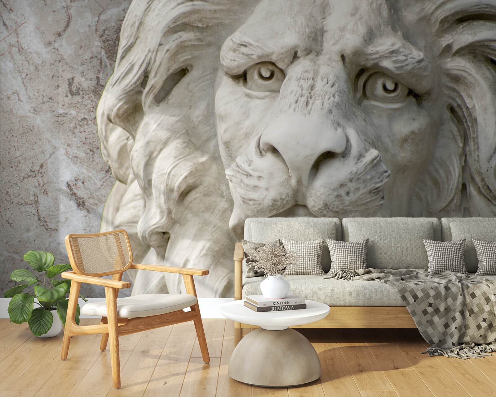 Fototapeta głowa lwa w płaskorzeźbie