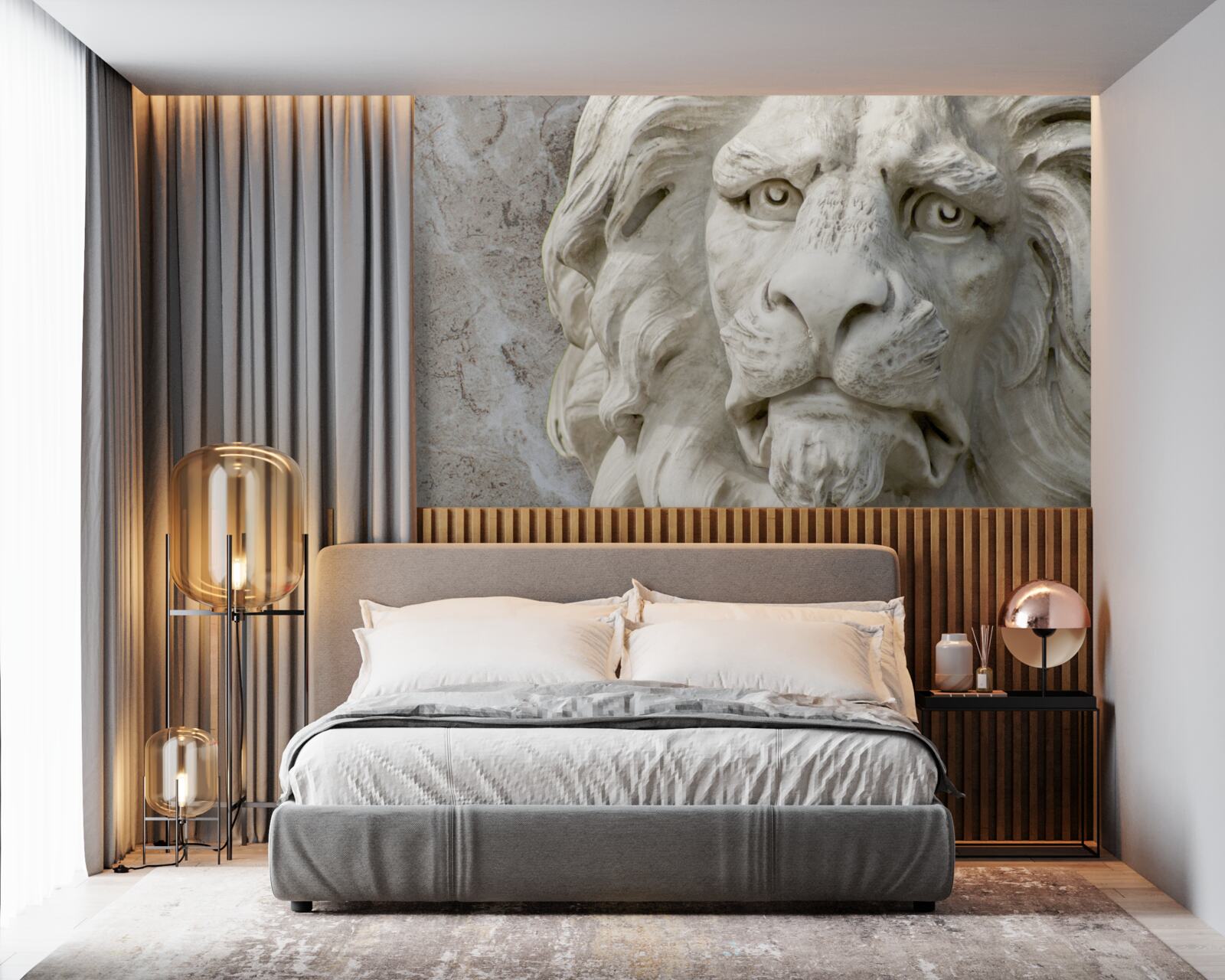 Fototapeta głowa lwa w płaskorzeźbie