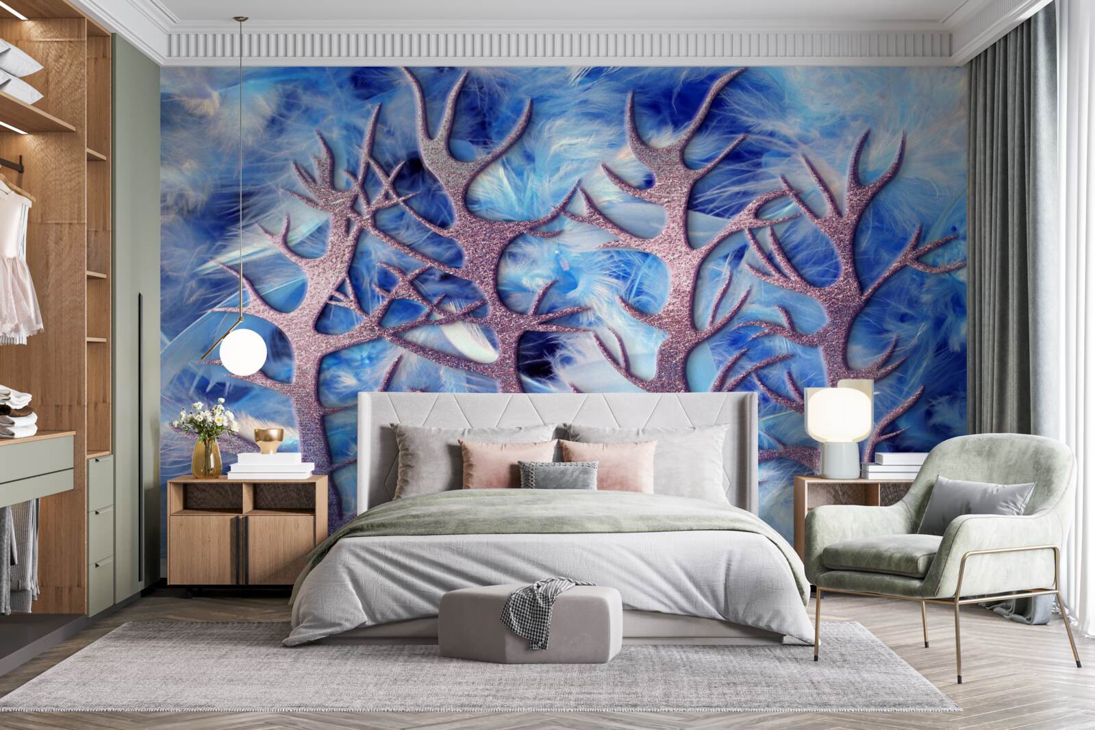 Fototapeta las w mroźnej zimie