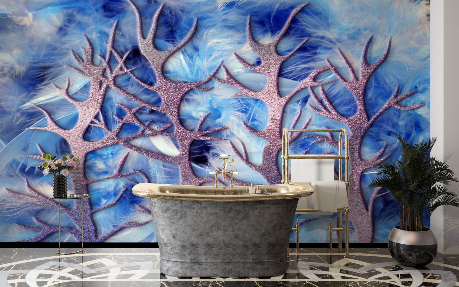 Fototapeta las w mroźnej zimie