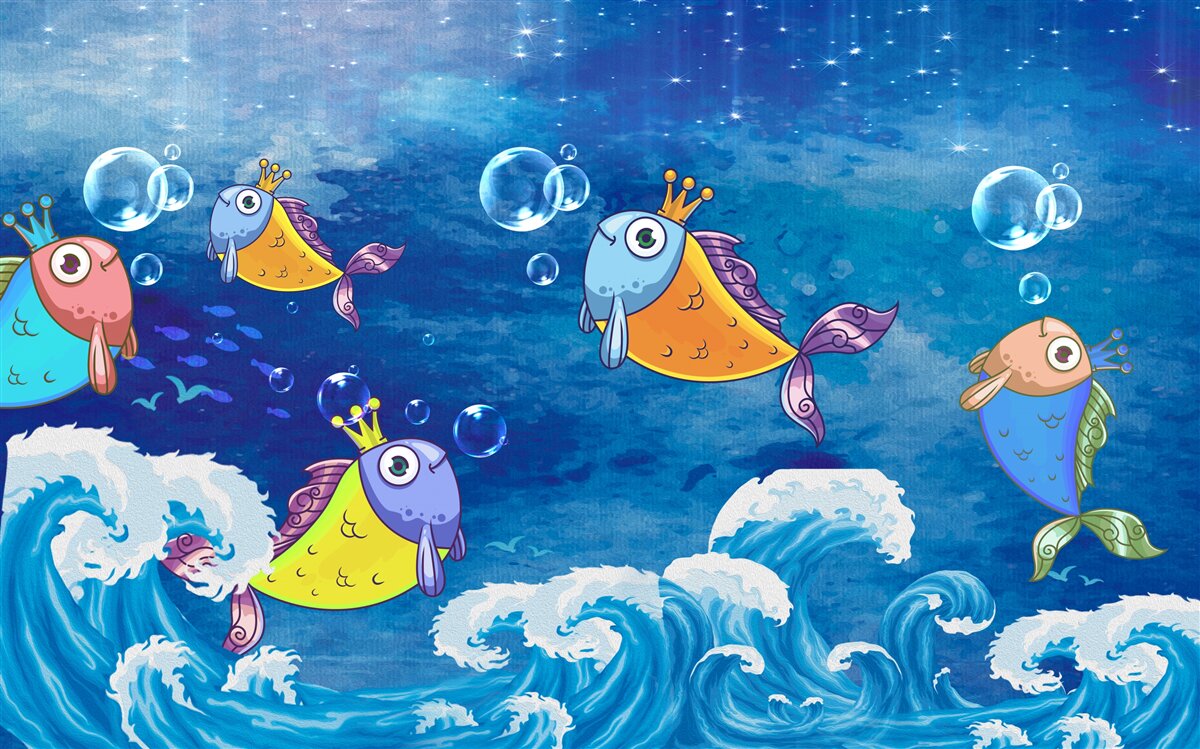 Fototapeta animowana ryba z królewskimi tiarami