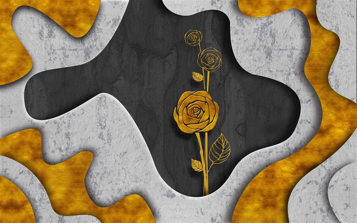 Fototapeta złota róża w dekoracji