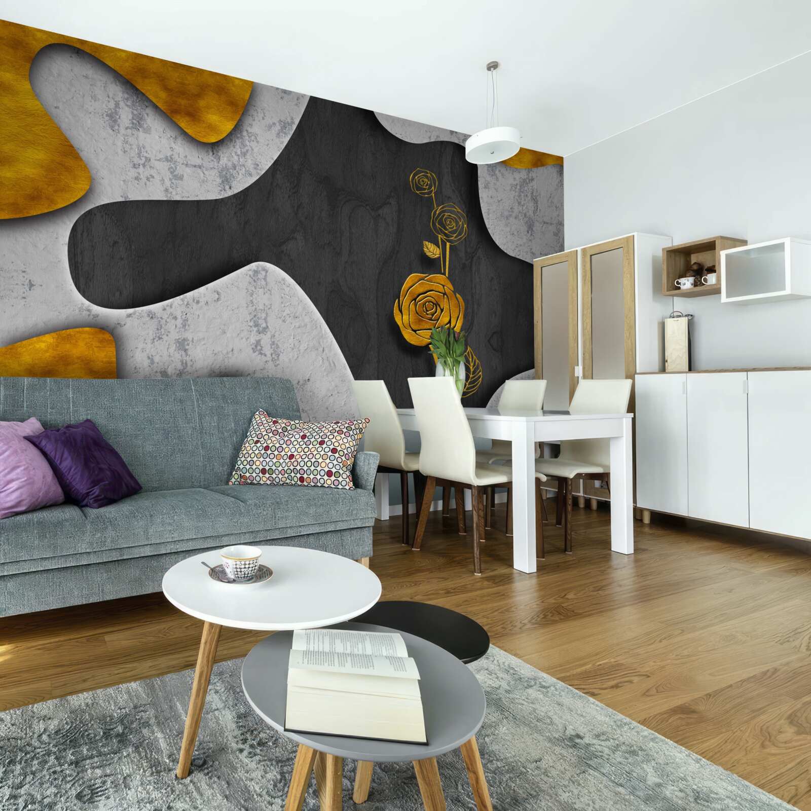 Fototapeta złota róża w dekoracji