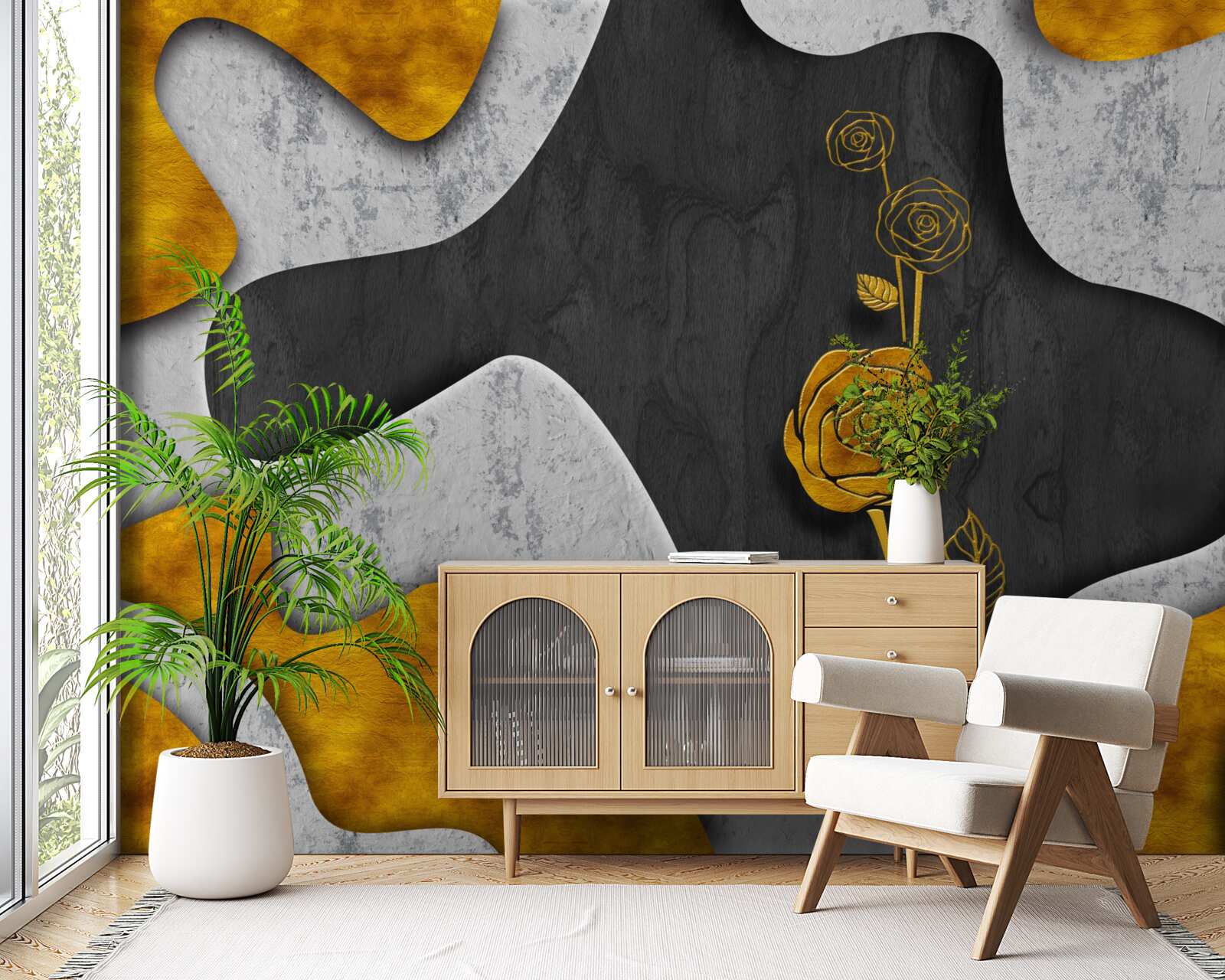 Fototapeta złota róża w dekoracji