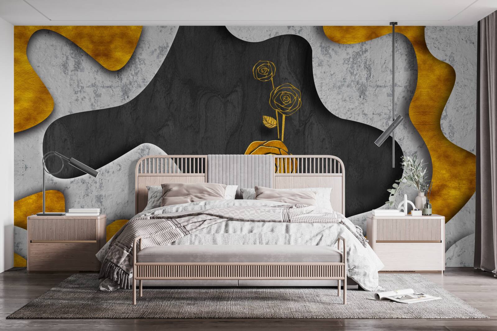 Fototapeta złota róża w dekoracji