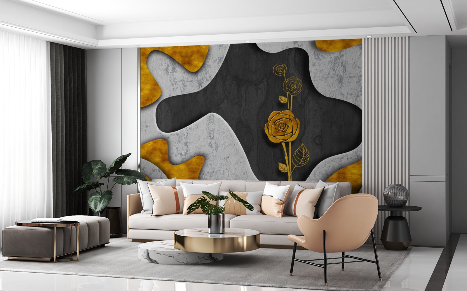 Fototapeta złota róża w dekoracji