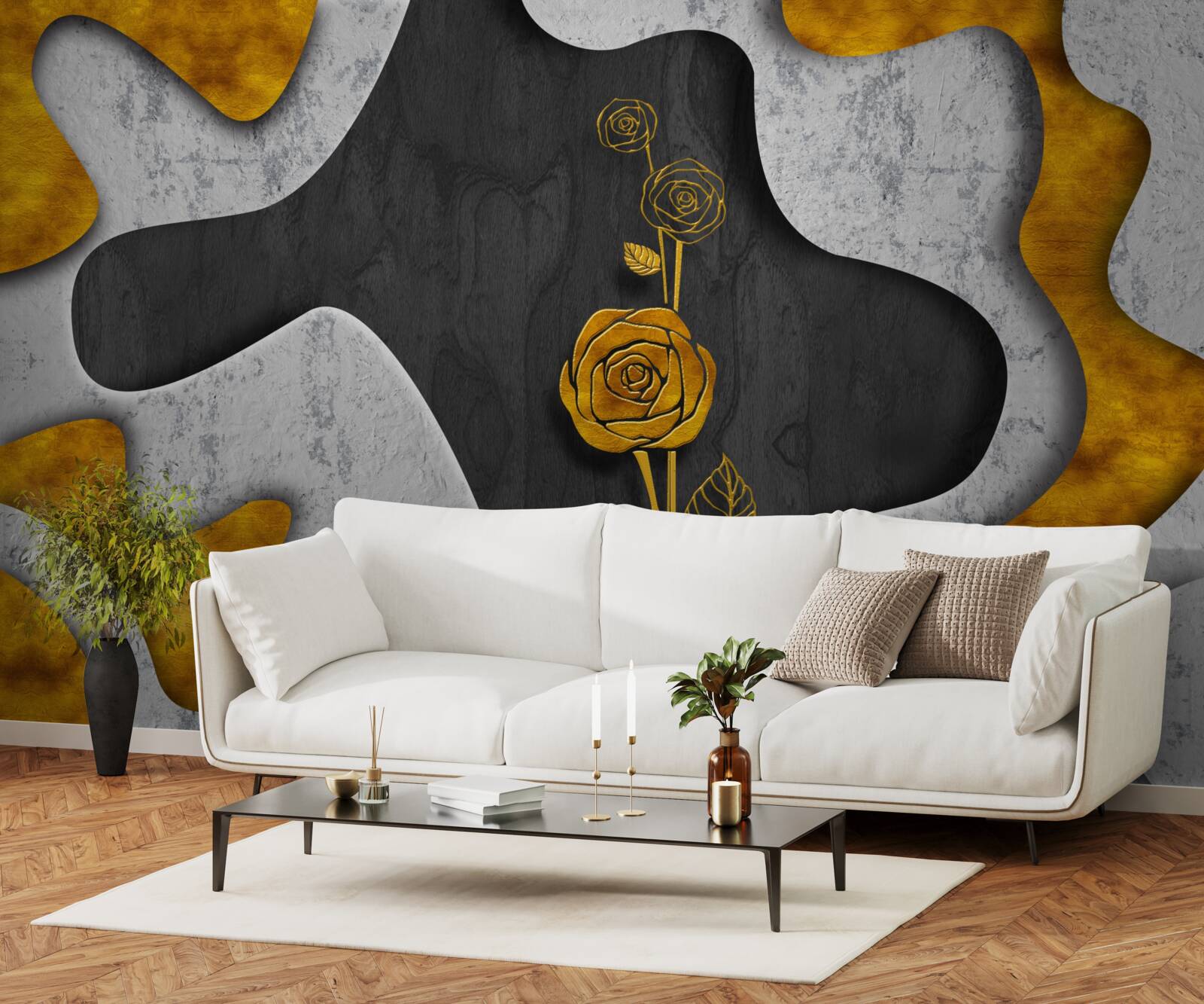 Fototapeta złota róża w dekoracji