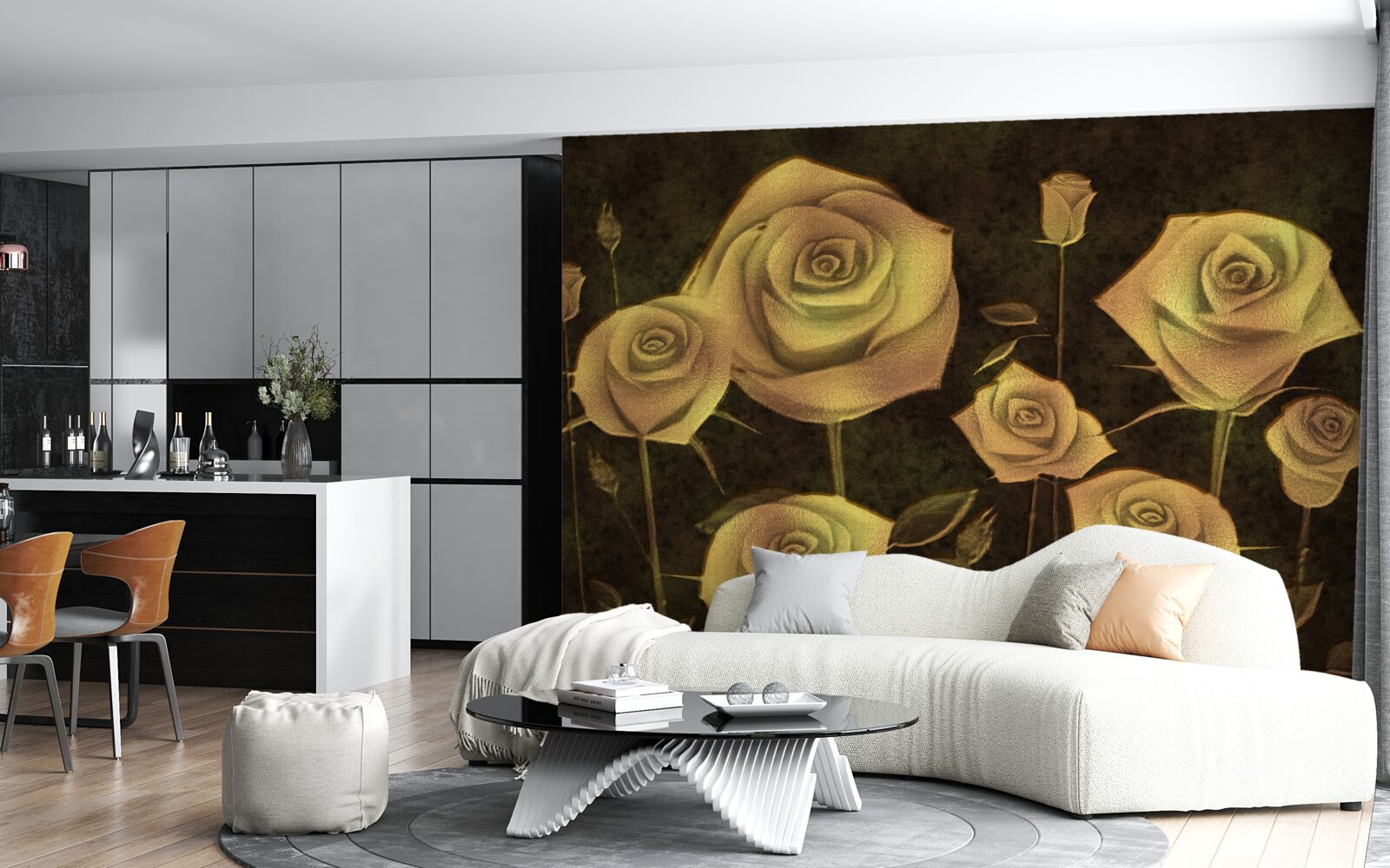 Fototapeta na brązowym tle znajduje się biały pączek róży