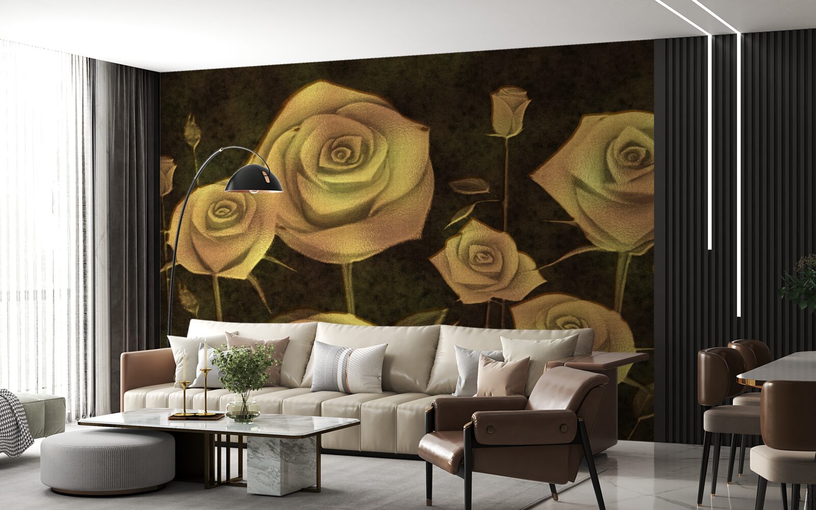 Fototapeta na brązowym tle znajduje się biały pączek róży