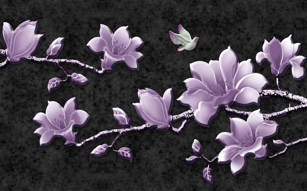 Fototapeta delikatne gałązki magnolii w kolorze bzu