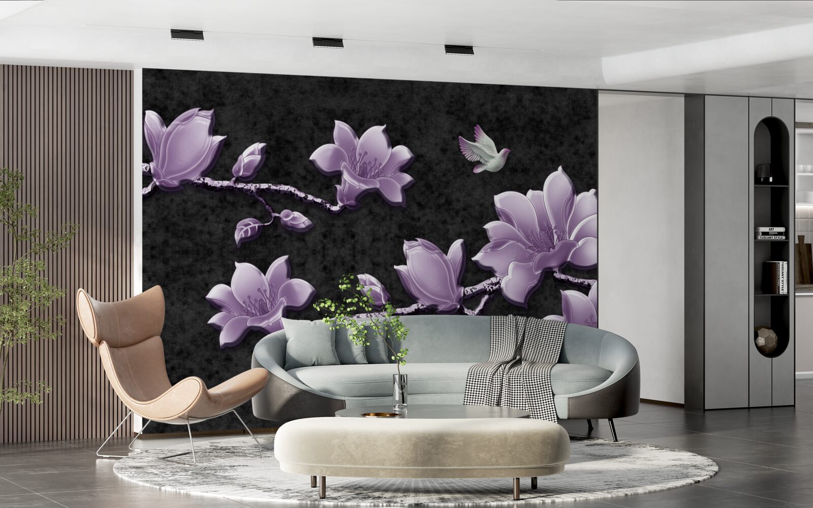 Fototapeta delikatne gałązki magnolii w kolorze bzu