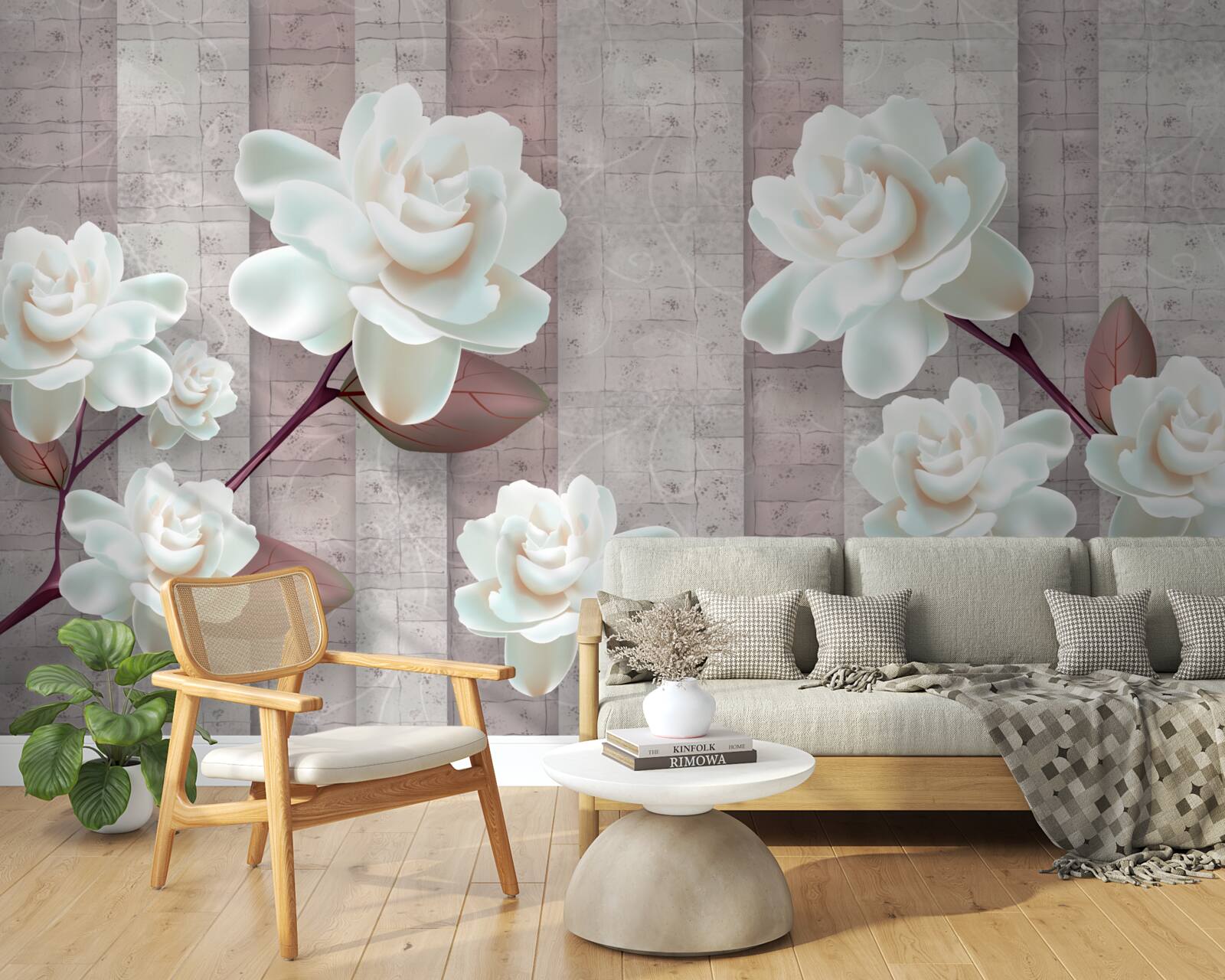 Fototapeta kwiaty bielsze od śniegu na gałęziach