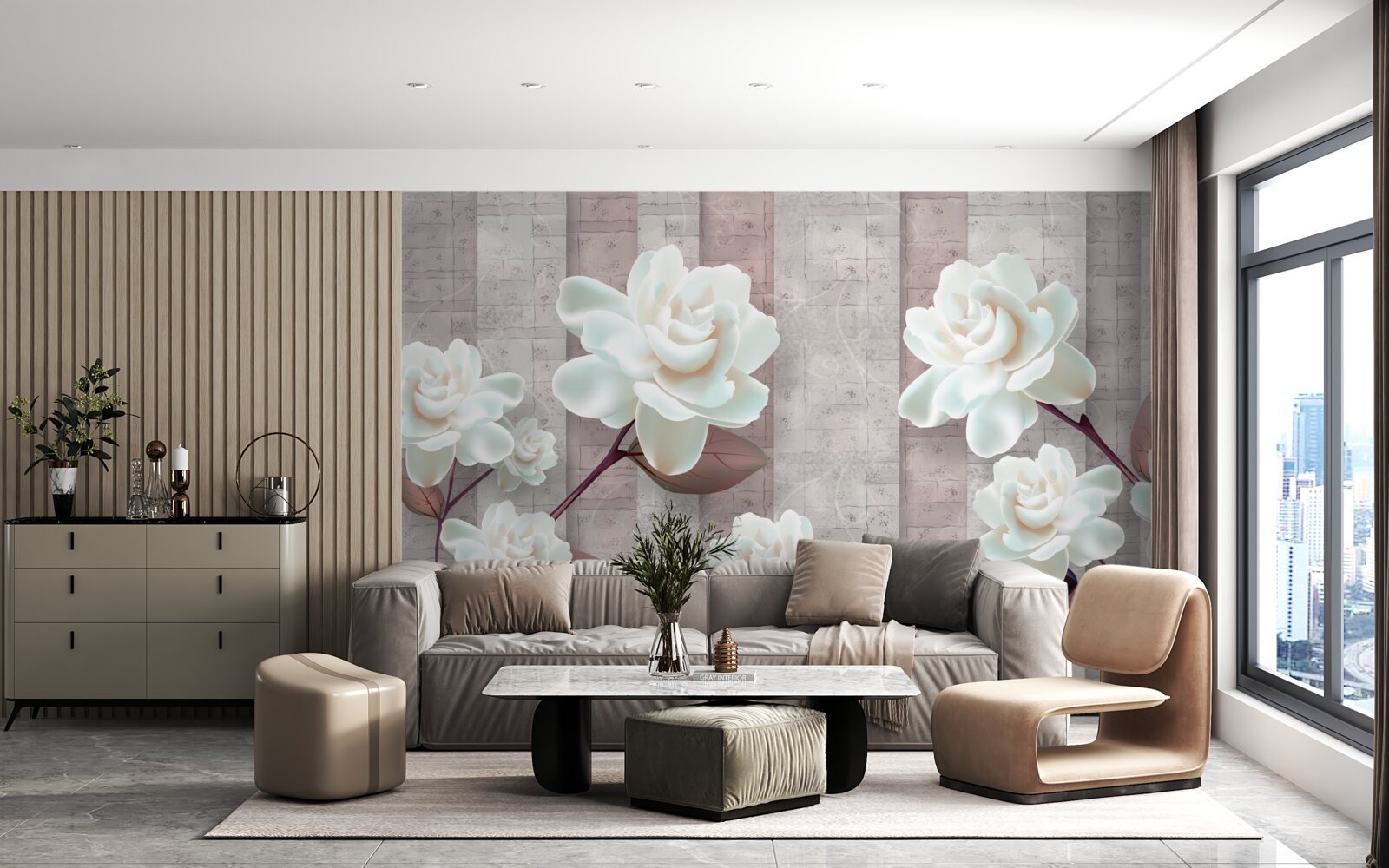 Fototapeta kwiaty bielsze od śniegu na gałęziach