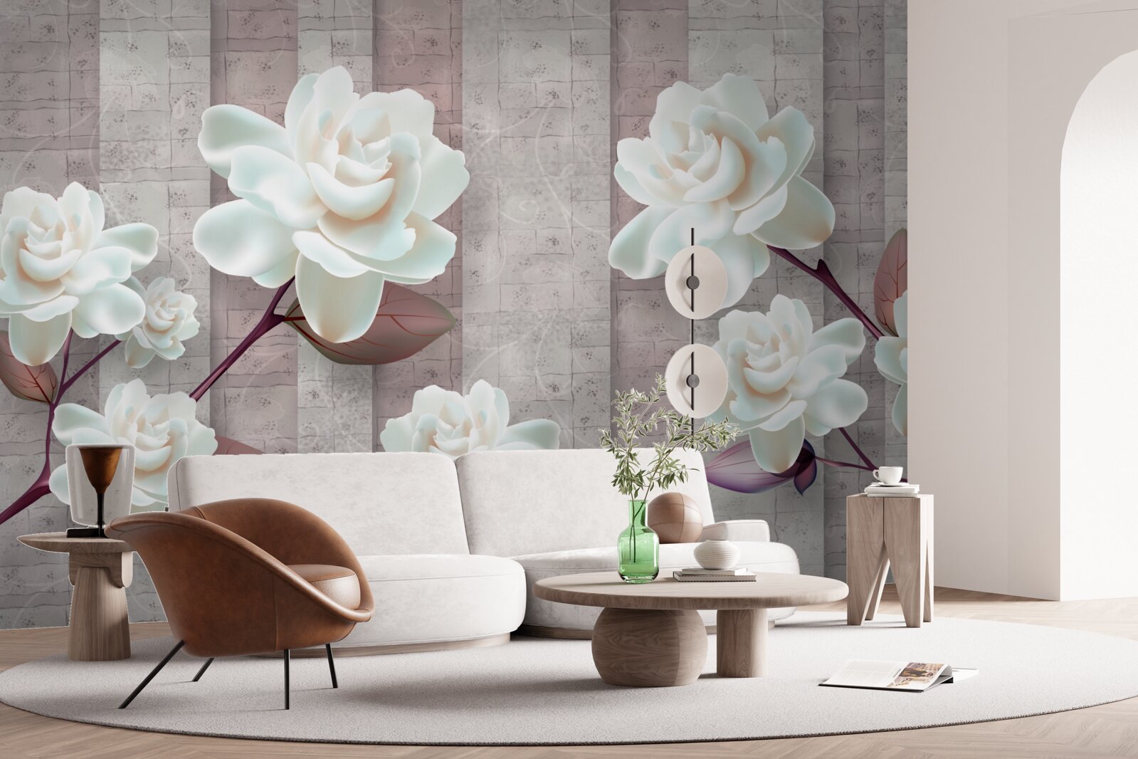 Fototapeta kwiaty bielsze od śniegu na gałęziach