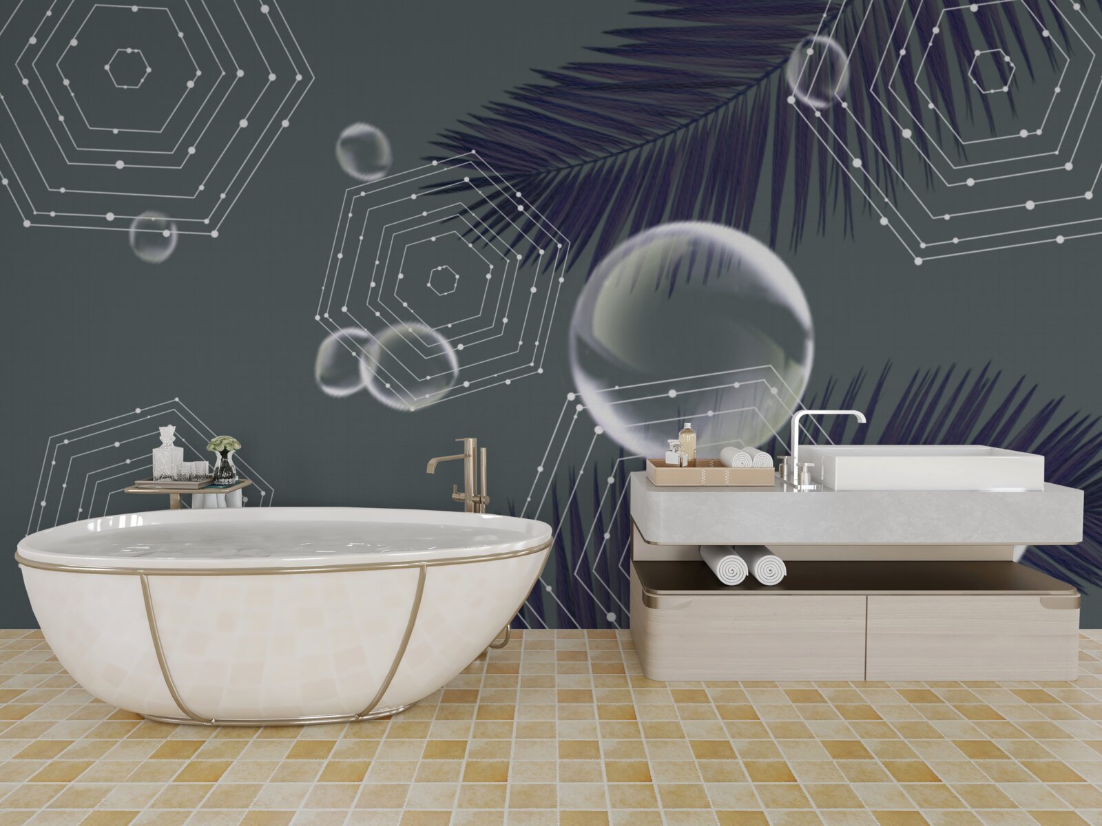 Fototapeta geometria i kształty liści