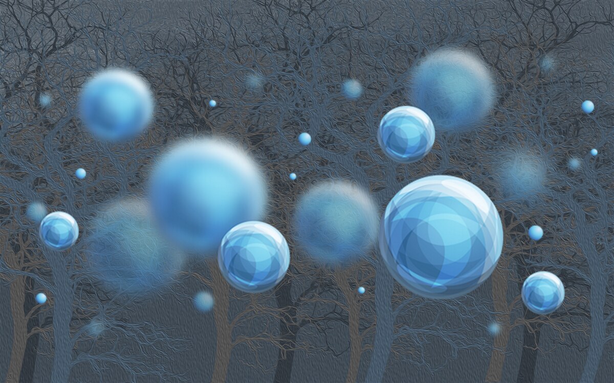 Fototapeta woda unosząca się w postaci niebieskich kropli