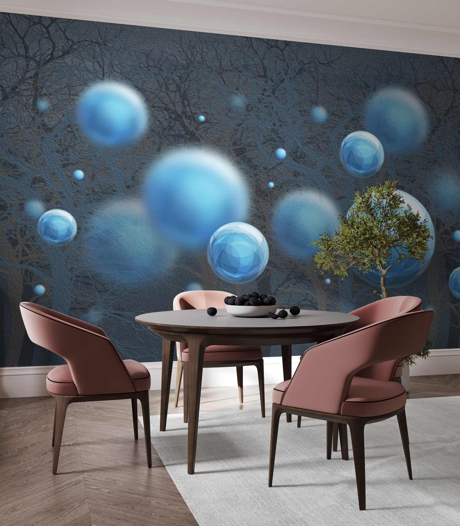 Fototapeta woda unosząca się w postaci niebieskich kropli