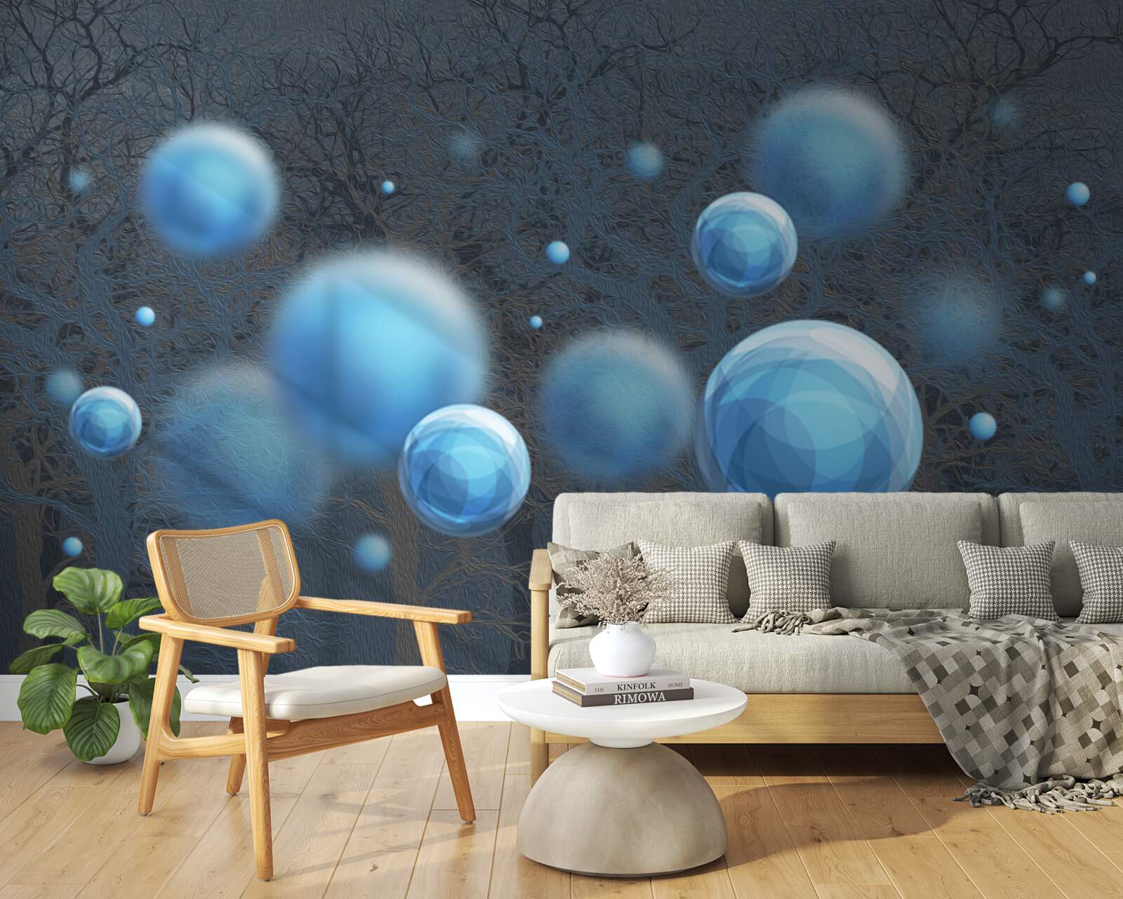 Fototapeta woda unosząca się w postaci niebieskich kropli