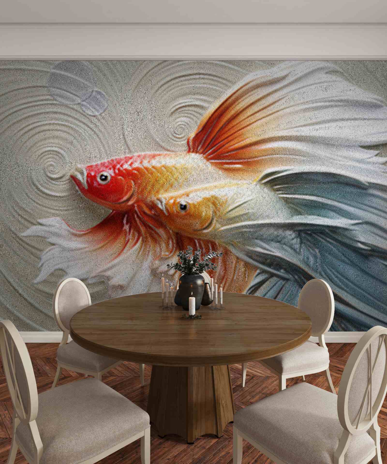 Fototapeta dwie kolorowe ryby z płetwami