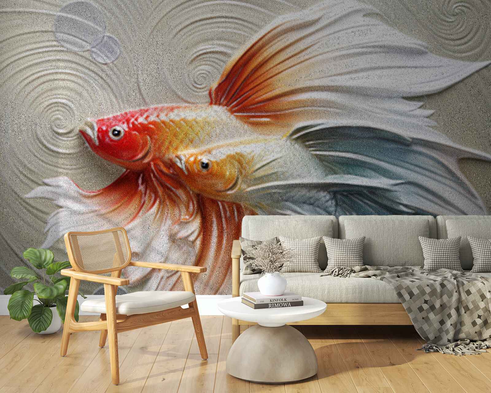 Fototapeta dwie kolorowe ryby z płetwami