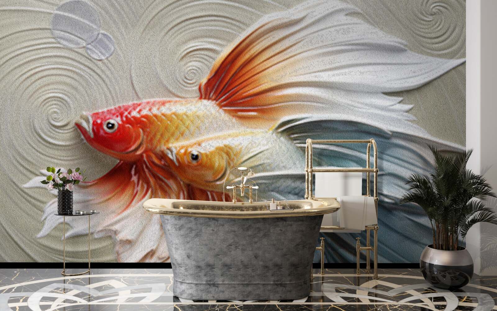 Fototapeta dwie kolorowe ryby z płetwami