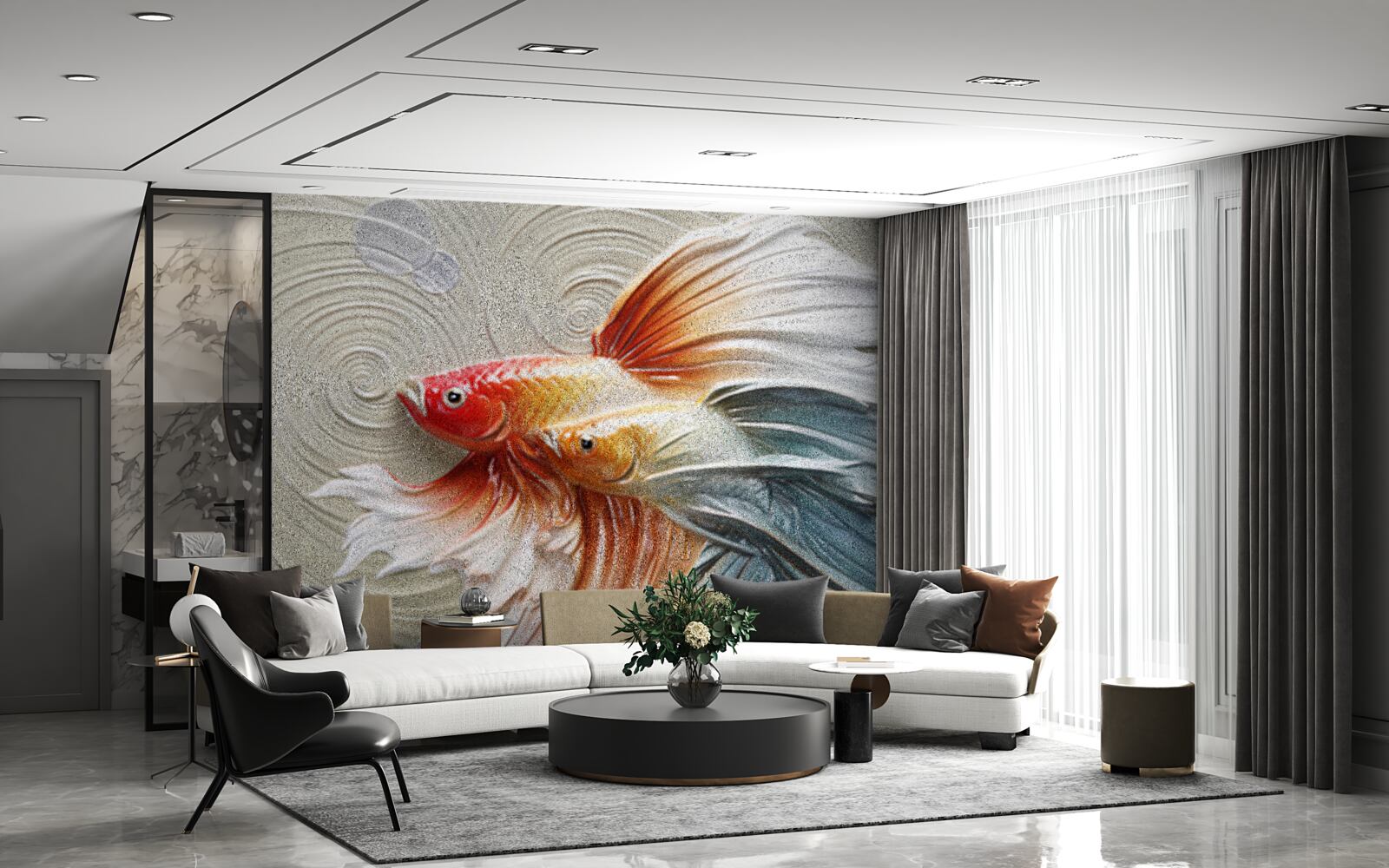 Fototapeta dwie kolorowe ryby z płetwami