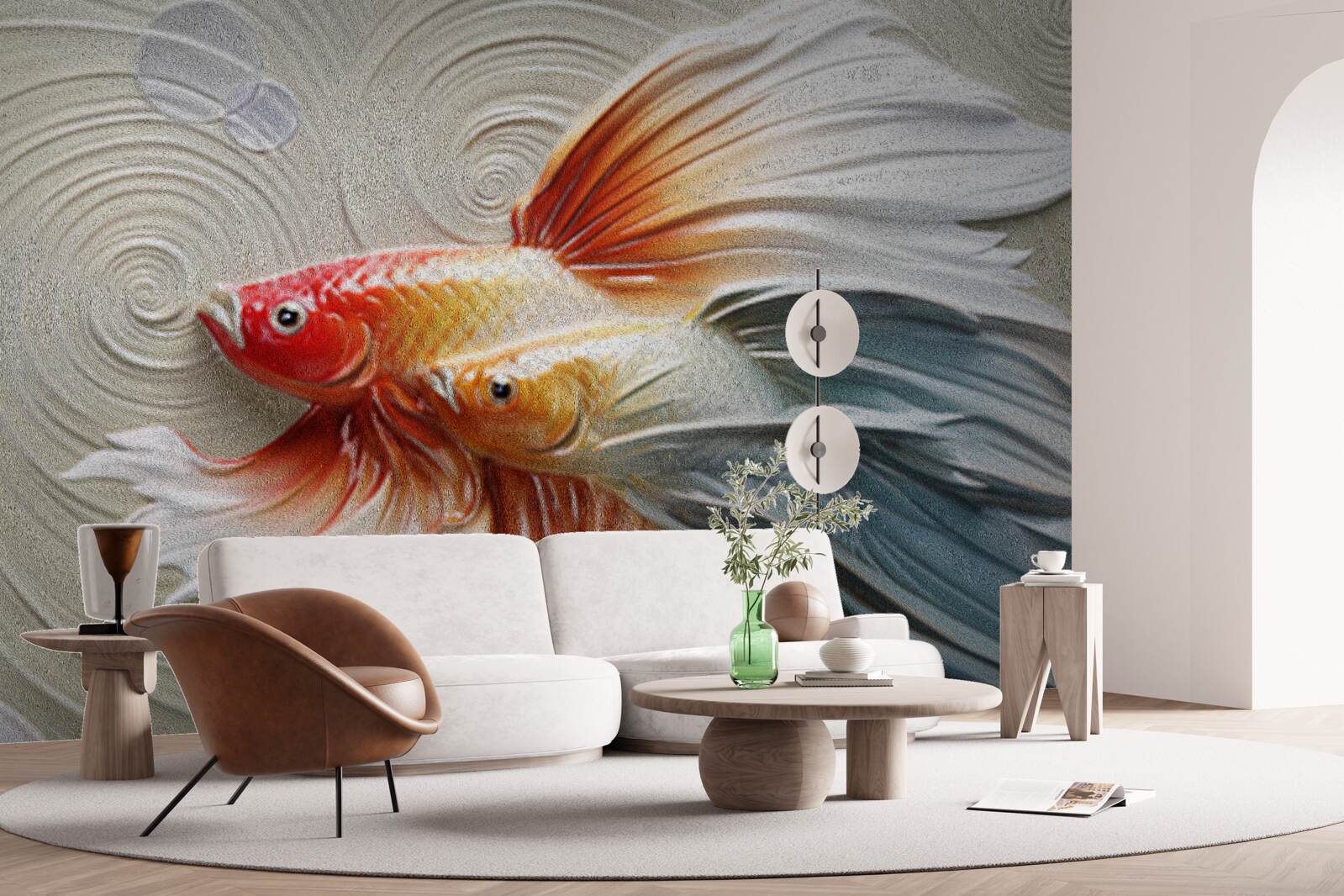 Fototapeta dwie kolorowe ryby z płetwami