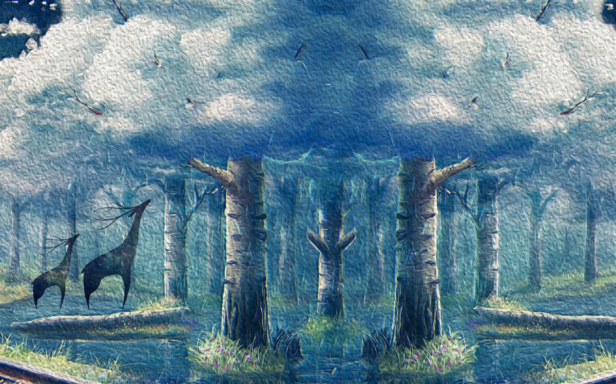 Fototapeta jelenie spacerują po zimnym lesie