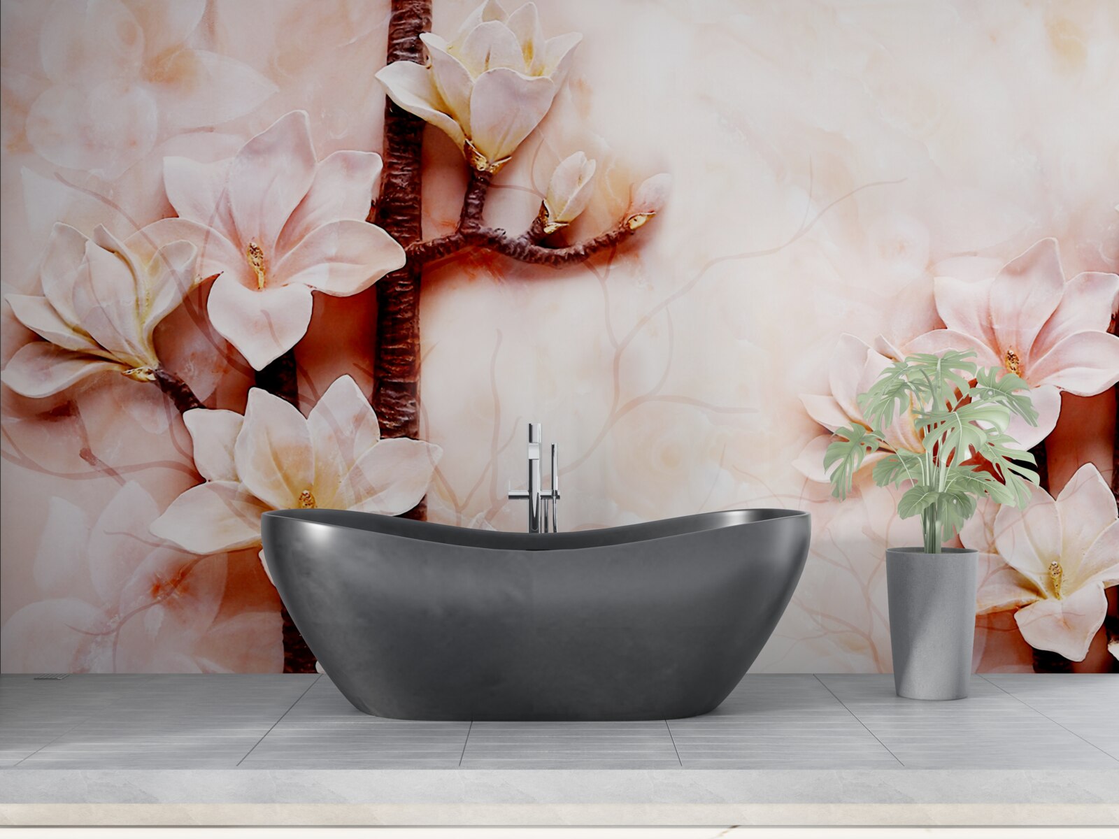 Fototapeta gałęzie pełnej wdzięku różowawej magnolii