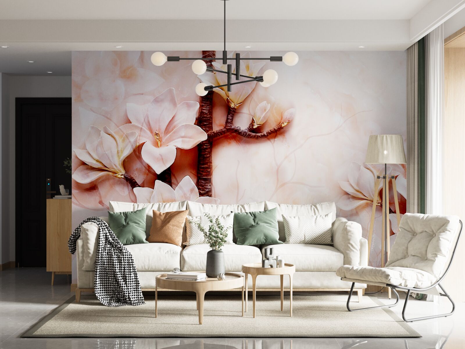 Fototapeta gałęzie pełnej wdzięku różowawej magnolii