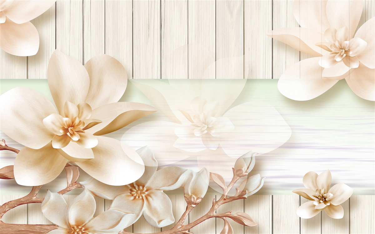 Fototapeta jasne brzoskwinie pączkowe na śnieżnobiałym parkiecie