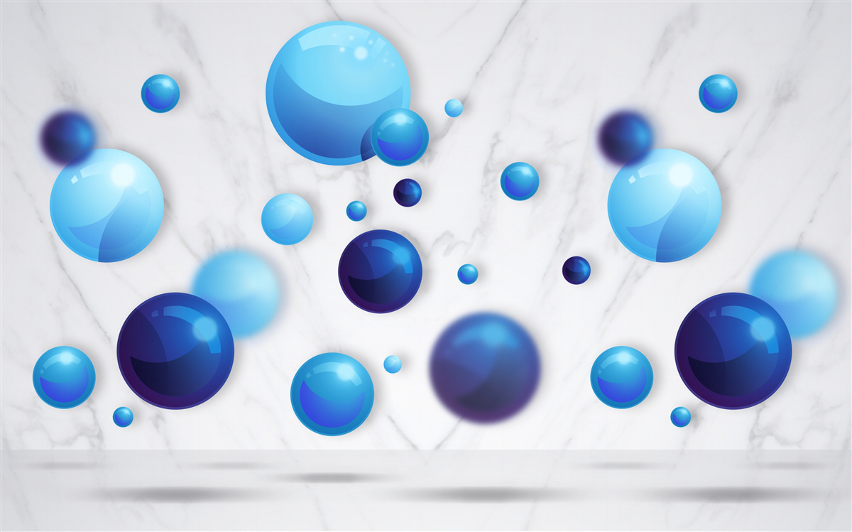 Fototapeta szybujące niebieskie i jasnoniebieskie żarówki