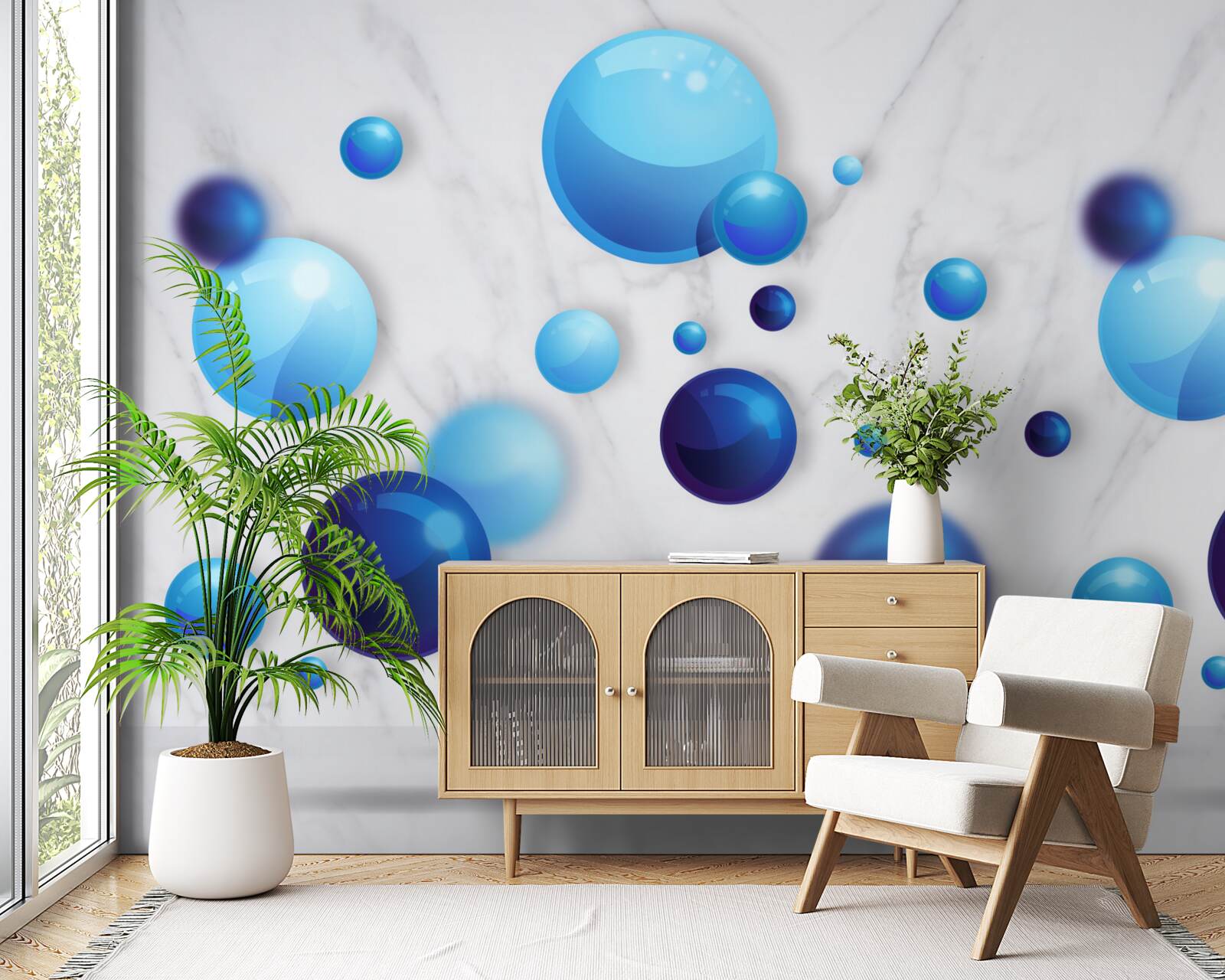 Fototapeta szybujące niebieskie i jasnoniebieskie żarówki