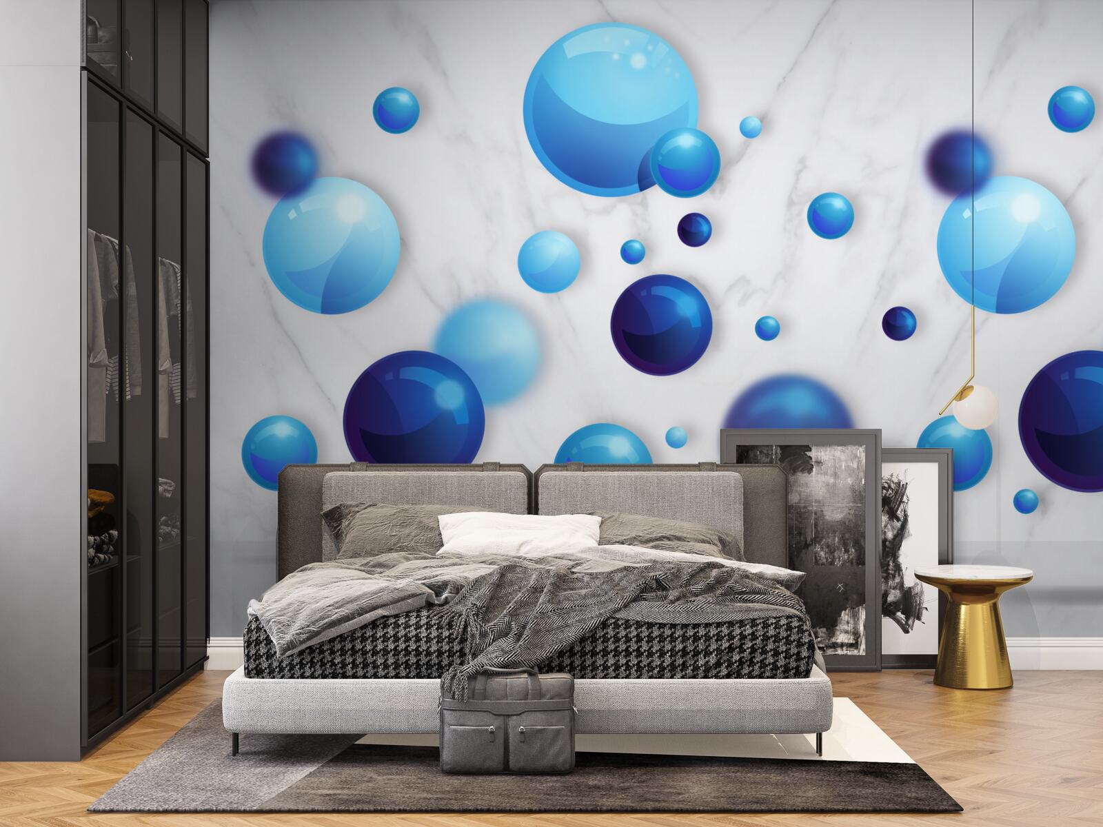 Fototapeta szybujące niebieskie i jasnoniebieskie żarówki