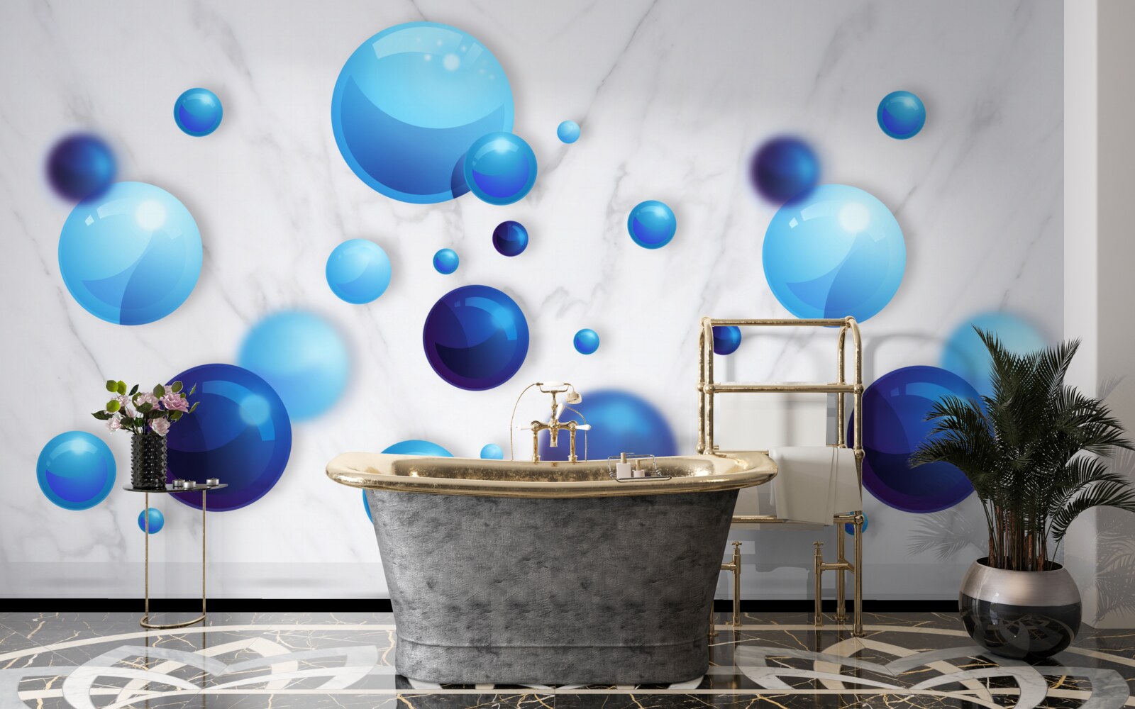 Fototapeta szybujące niebieskie i jasnoniebieskie żarówki