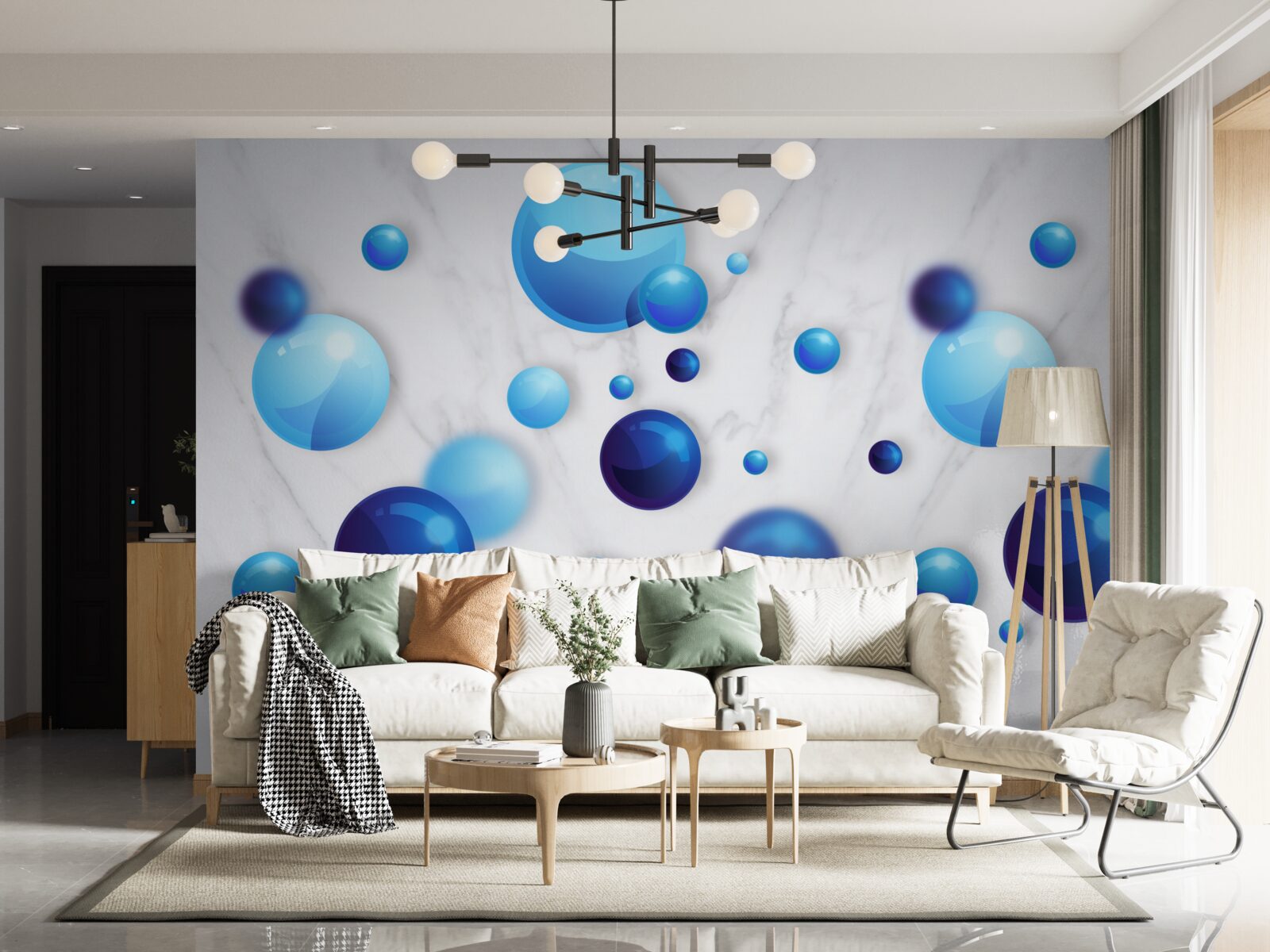 Fototapeta szybujące niebieskie i jasnoniebieskie żarówki