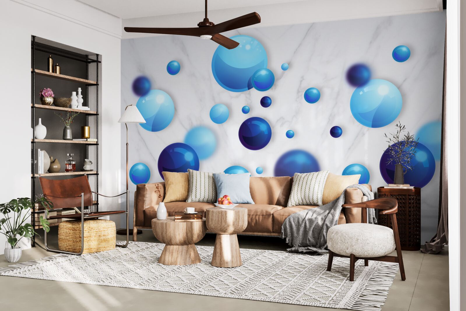 Fototapeta szybujące niebieskie i jasnoniebieskie żarówki