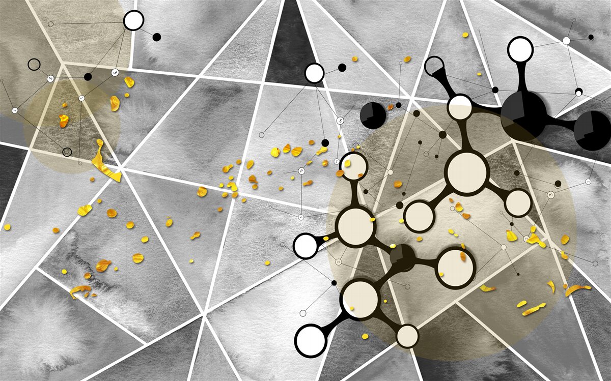 Fototapeta złote cząsteczki na szarej marmurowej powierzchni