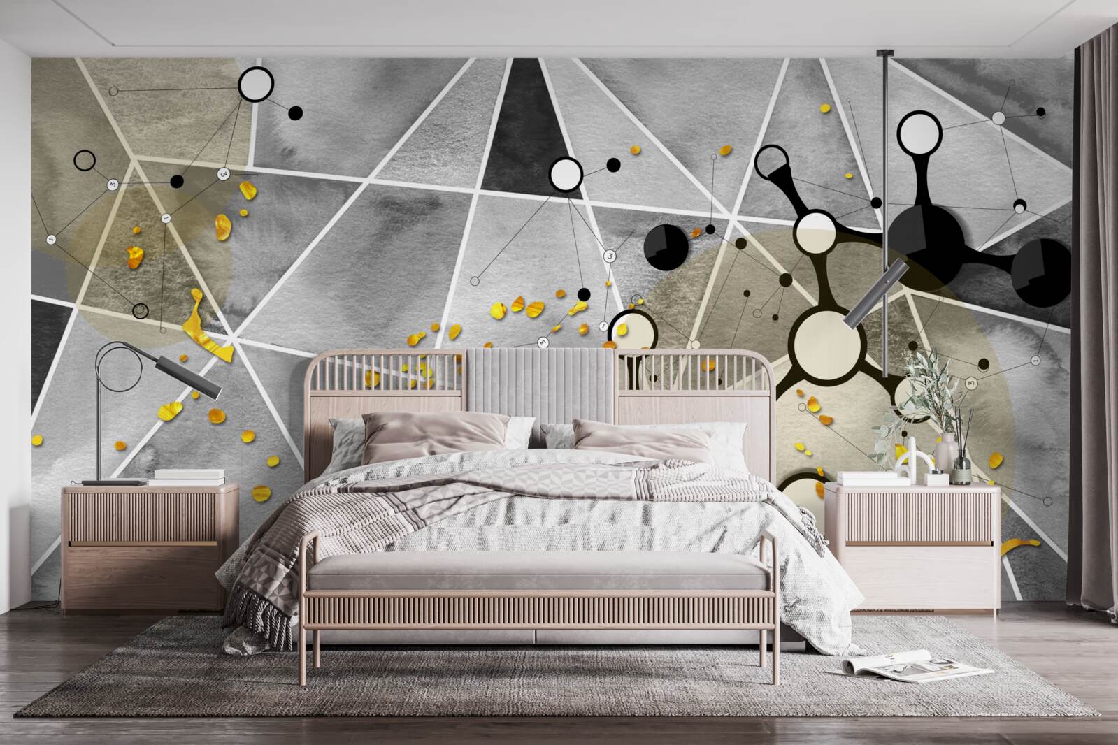 Fototapeta złote cząsteczki na szarej marmurowej powierzchni