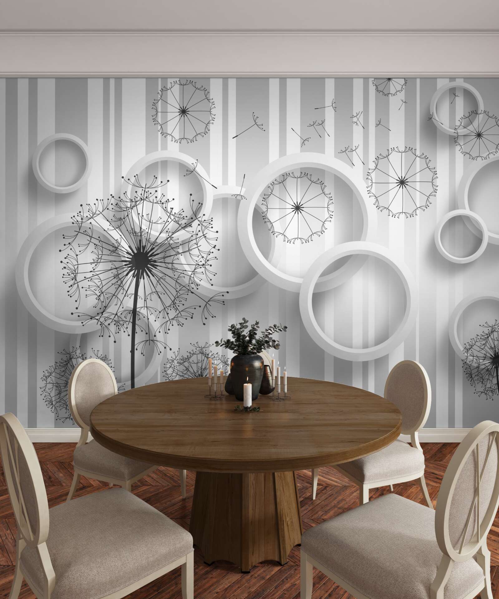 Fototapeta białe obszary i mlecze na blaknącym tle