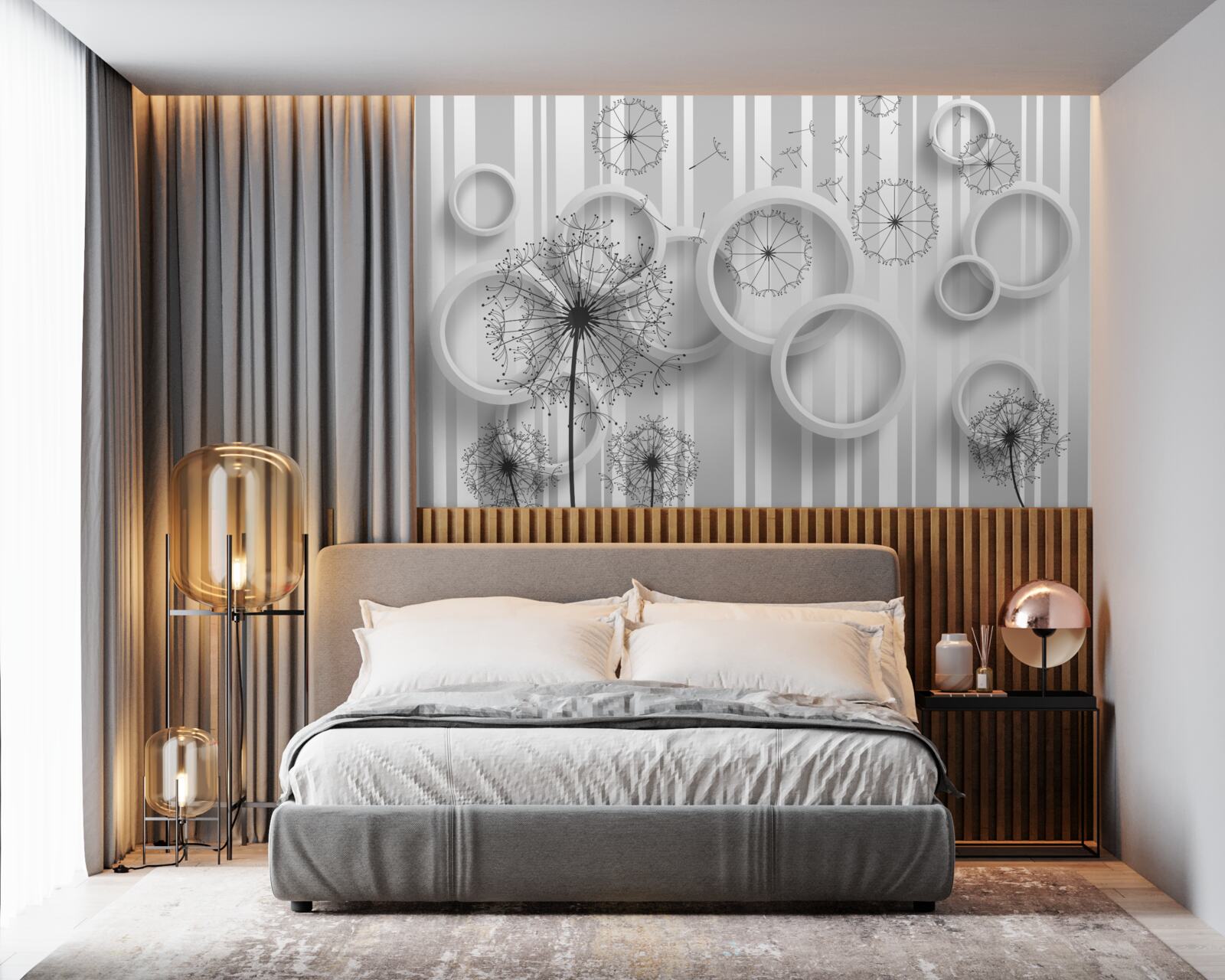 Fototapeta białe obszary i mlecze na blaknącym tle