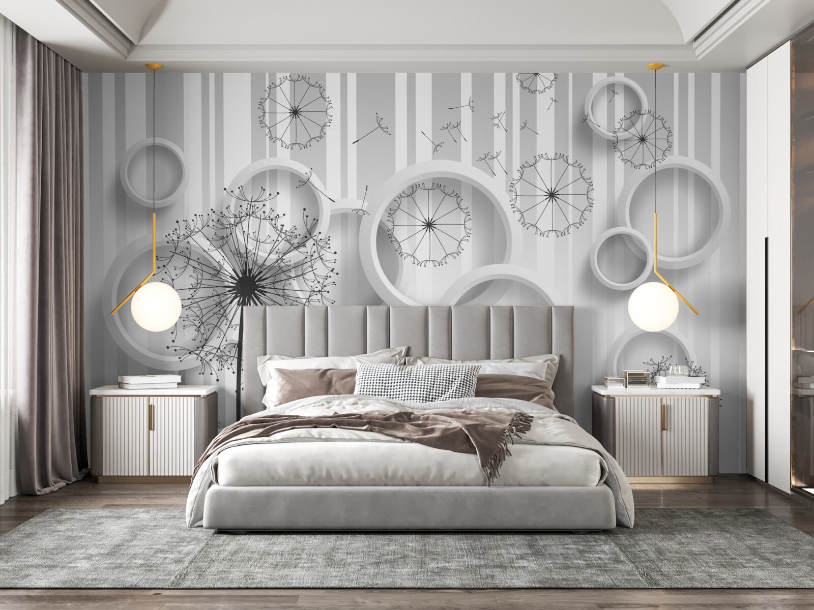 Fototapeta białe obszary i mlecze na blaknącym tle