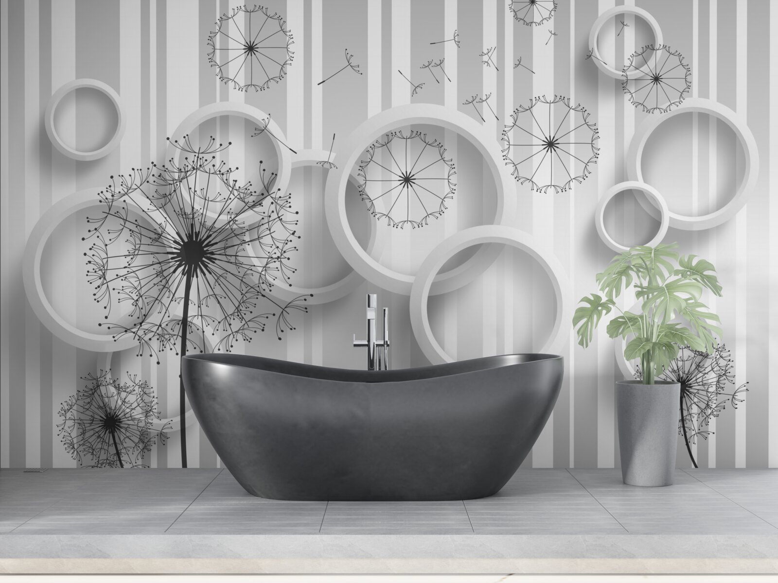 Fototapeta białe obszary i mlecze na blaknącym tle