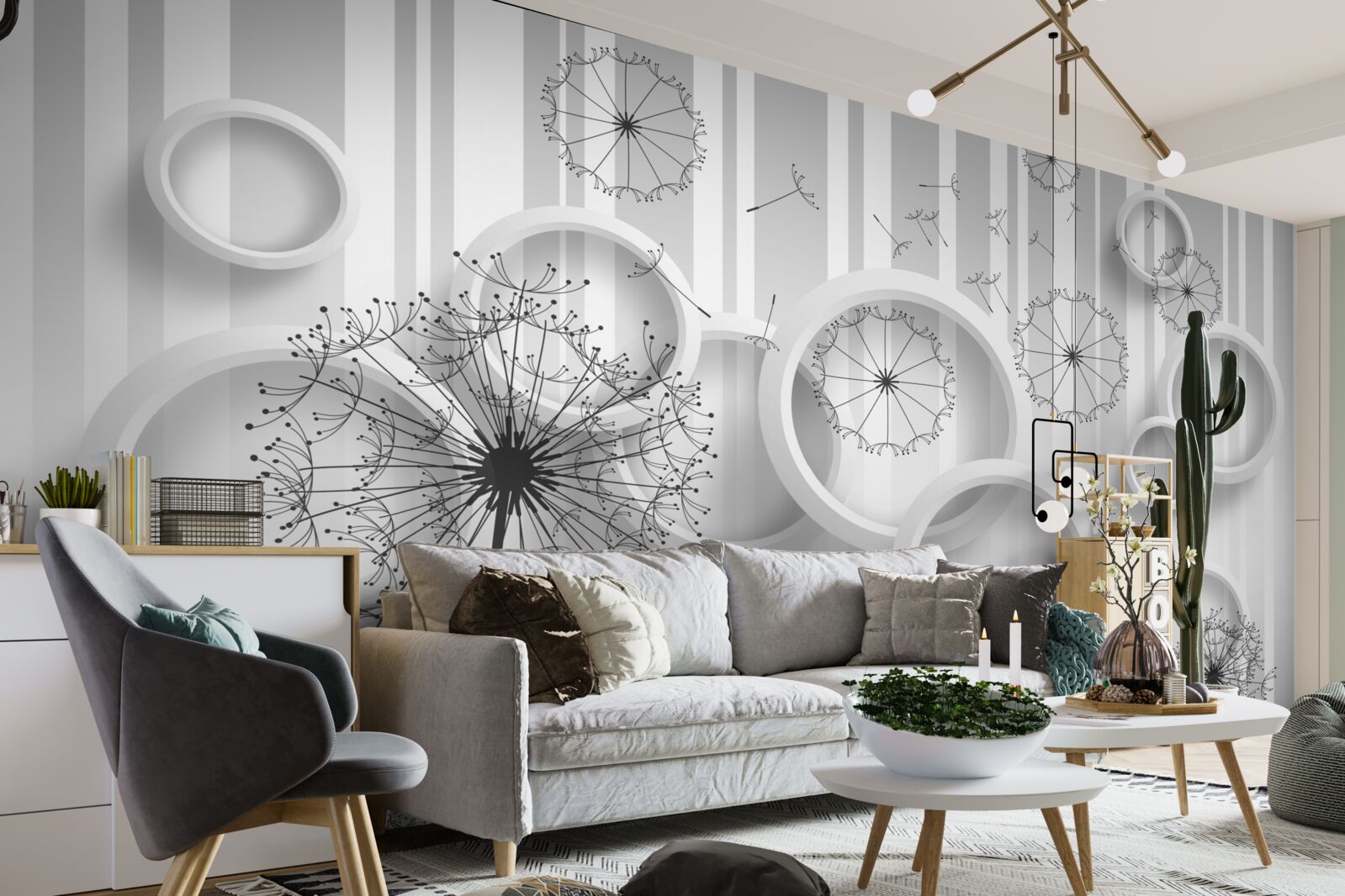 Fototapeta białe obszary i mlecze na blaknącym tle